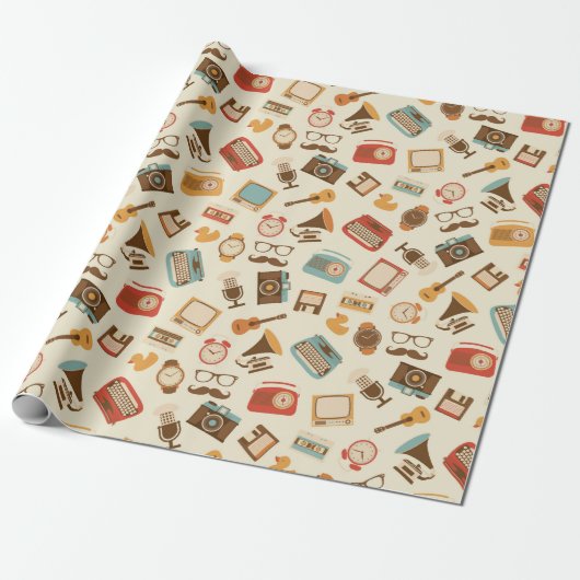 Thema Retro Cadeaupapier (Uitgerold)
