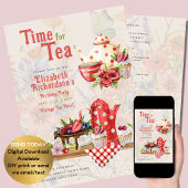 Thema Retro Theepartij Rode Stippen Verjaardag Kaart