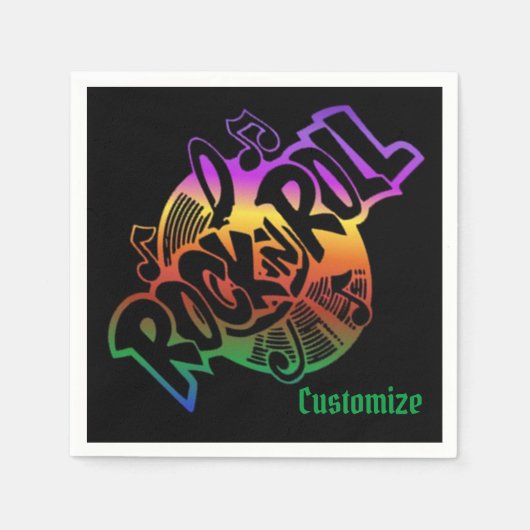 Thema Rock en Roll Rainbow Music Servet (Voorkant)