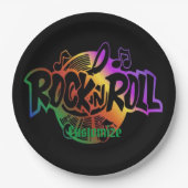 Thema Rock- en Roll Rainbow-muziek Papieren Bordje (Voorkant)
