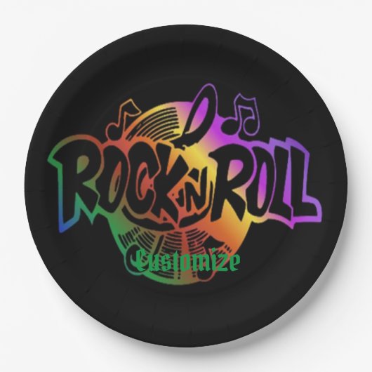 Thema Rock- en Roll Rainbow-muziek Papieren Bordje (Voorkant)