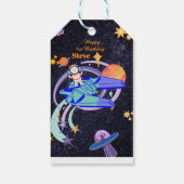 Thema ruimte verjaardagsfeest cadeaulabel (Achterkant)