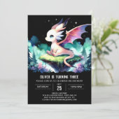 Thema Schattigee Dragon Verjaardag Kaart (Staand voorkant)