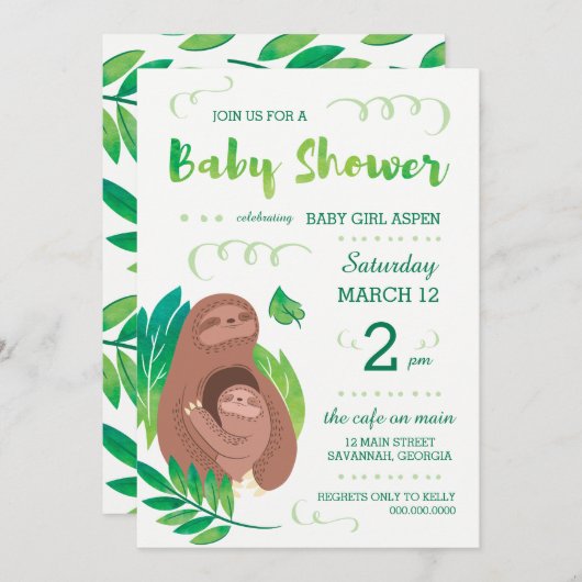 Thema "SlotBaby shower regenwoud Oerwoud" Kaart (Voorkant / Achterkant)