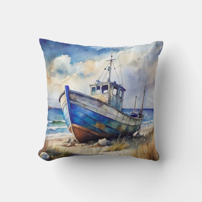 Thema Strand Scheepswrak Boot Kussen (Voorkant)