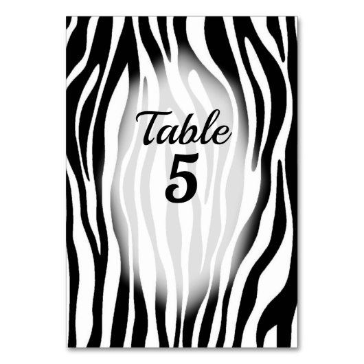 Thema Tafel Nummers Zebra Kaart (Achterkant)