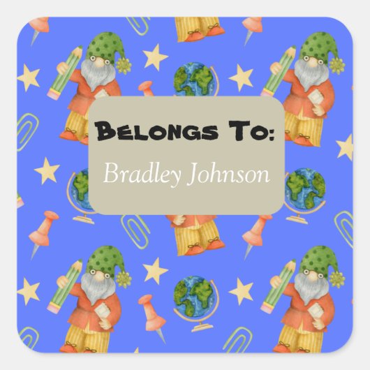 Thema terug naar school hoort bij stickerpakket vierkante sticker (Voorkant)