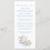 Thema-thee blauwe geruite patroon menukaarten menu (Voorkant)
