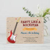 Thema-themauitnodiging voor gitaarmuziek kaart (Staand voorkant)