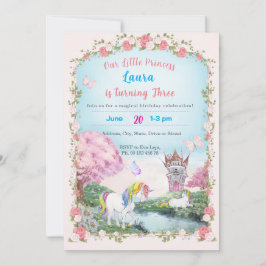 Thema uitnodiging kleine prinses. Kinderfeestje.