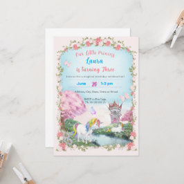 Thema uitnodiging kleine prinses. Kinderfeestje.