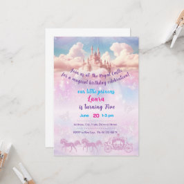 Thema uitnodiging kleine prinses. Kinderfeestje.