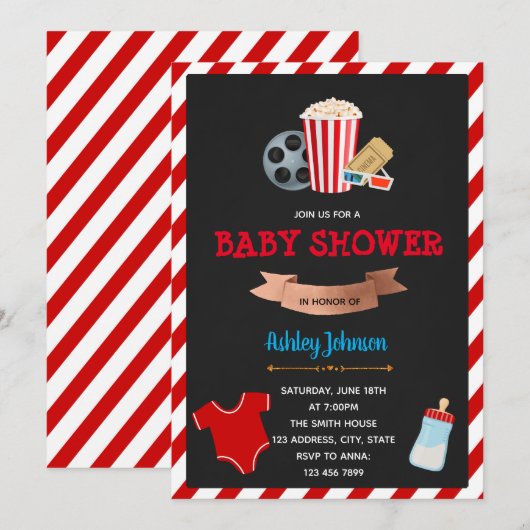 Thema-uitnodiging voor Movie baby shower Kaart (Voorkant / Achterkant)