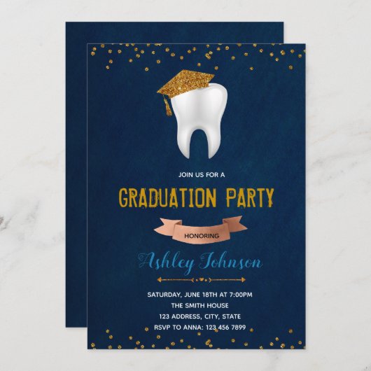 Thema-uitnodiging voor tandheelkundig afstuderen kaart (Voorkant / Achterkant)