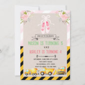 Thema-uitnodiging voor Tutu's en vrachtwagens Kaart (Voorkant)