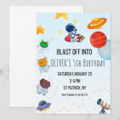 Thema-uitnodiging voor verjaardagsfeestje: Ruimtes Kaart (Voorkant / Achterkant)