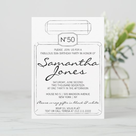 Thema van Black & White PARIS FABULOUS 50th Birthd Kaart (Staand voorkant)