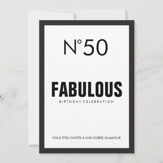 Thema van Black & White PARIS FABULOUS 50th Birthd Kaart (Achterkant)