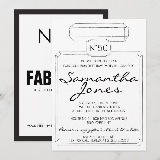 Thema van Black & White PARIS FABULOUS 50th Birthd Kaart (Voorkant / Achterkant)