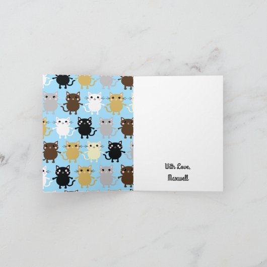 Thema van de geboorte van het Kind Cute Kat Kaart (Binnen)