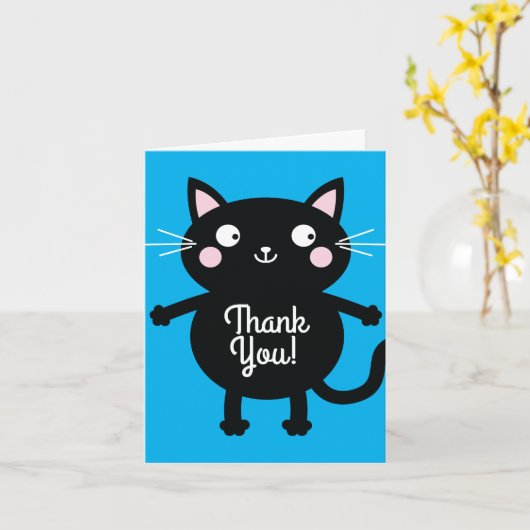 Thema van de geboorte van het Kind Cute Kat Kaart (Gele Bloem)