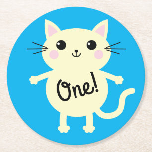 Thema van de geboorte van het Kind Cute Kat Ronde Kartonnen Onderzetter