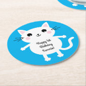 Thema van de geboorte van het Kind Cute Kat Ronde Kartonnen Onderzetter (Gebogen)