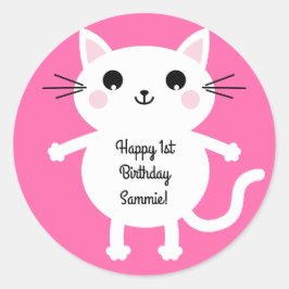 Thema van de geboorte van het Kind Cute Kat Ronde Sticker