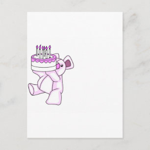 Thema van de roze Birthday Teddy Bear Briefkaart