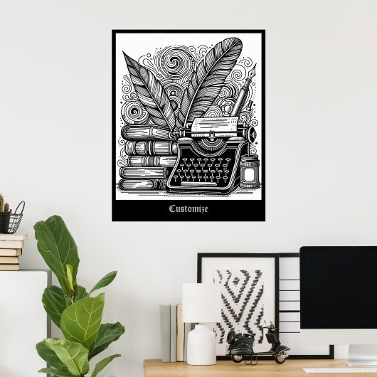 Thema van de  schrijver 2 Kleur mij Poster (Thuiskantoor)