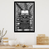 Thema van de  schrijver 3 kleur me poster (Keuken)