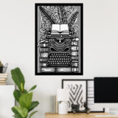 Thema van de  schrijver 3 kleur me poster (Thuiskantoor)