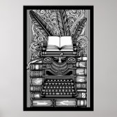 Thema van de  schrijver 3 kleur me poster (Voorkant)