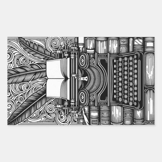 Thema van de schrijver 3 kleur me rechthoekige sticker (Voorkant)