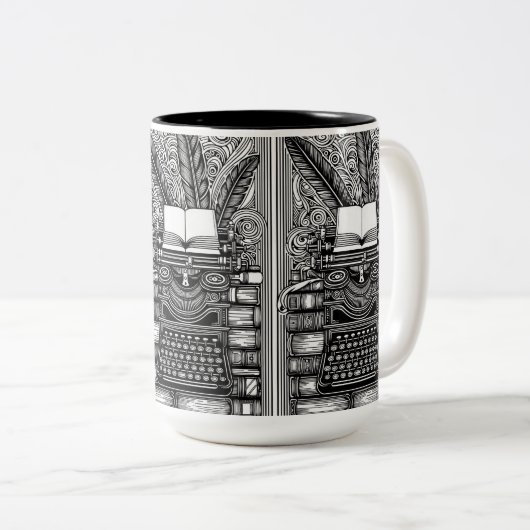 Thema van de schrijver 3 kleur me tweekleurige koffiemok (Voorkant rechts)