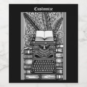 Thema van de  schrijver 3 kleur me wijn etiket (Enkel label)