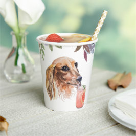 Thema van de Waterverf van Long Haire Dachshund Papieren Bekers