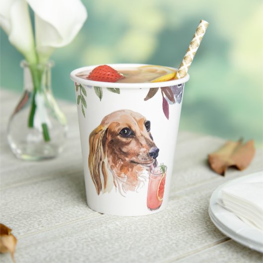 Thema van de Waterverf van Long Haire Dachshund Papieren Bekers (Insitu)