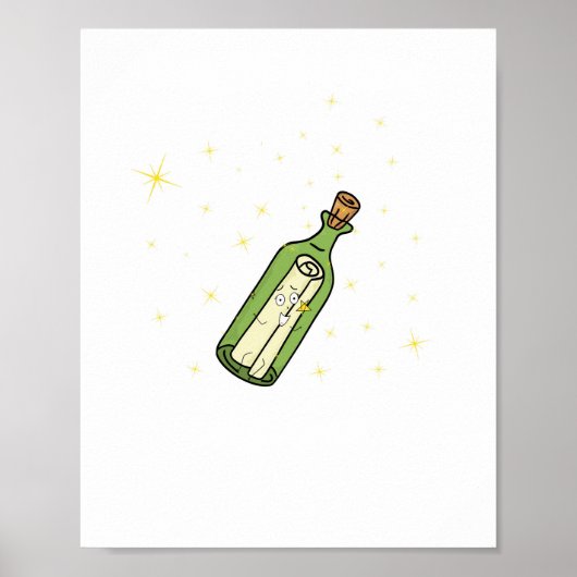 Thema van een fles met een bericht poster (Voorkant)