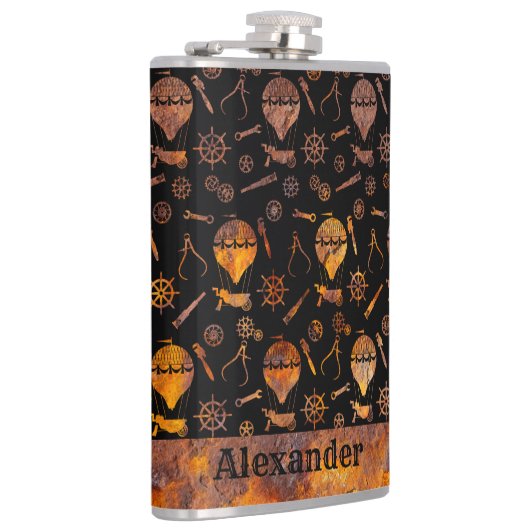 Thema van grote Steampunk kleurrijke Rusty-ballonn Heupfles (Rechts)