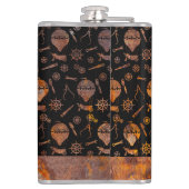 Thema van grote Steampunk kleurrijke Rusty-ballonn Heupfles (Achterkant)