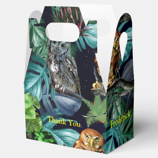 Thema van het feest van de nacht bedankdoosjes (Geopend)