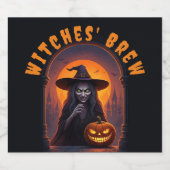 Thema van het Halloween-feest - Witches' Brew Bier Etiket (Enkel label)