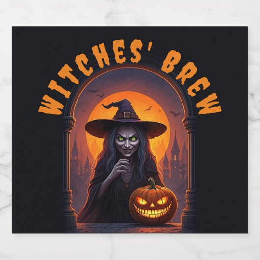 Thema van het Halloween-feest - Witches' Brew Bier Etiket (Enkel label)