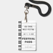 Thema van het Piantoetsenbord van het festival Badge (Voorzijde met lanyard)