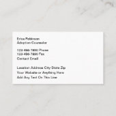 Thema voor adoptie van kinderen en gezinnen visitekaartje (Achterkant)