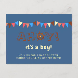 Thema voor Baby shower van autical Ahoy Boy Feestdagenkaart