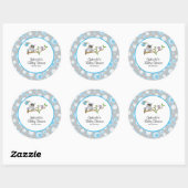 Thema voor blauwe en grijze Baby Baby shower Ronde Sticker (Vel)