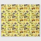 Thema voor bouwwagens en bouwvakkers cadeaupapier (Vlak)