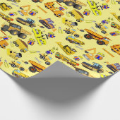 Thema voor bouwwagens en bouwvakkers cadeaupapier (Hoek)